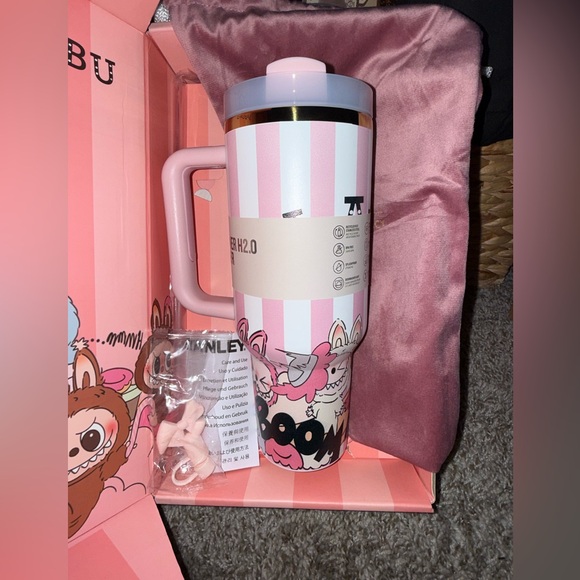 Stanley Inspired × Labubu Inspired Quencher H2.0 Tumbler – 40 oz (Pink Stripes) - Picture 6 of 6